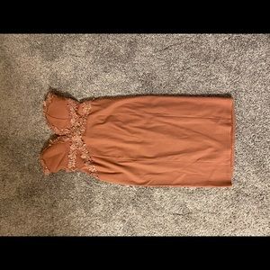 ASOS Strapless Blush Midi Dress with Floral Detail